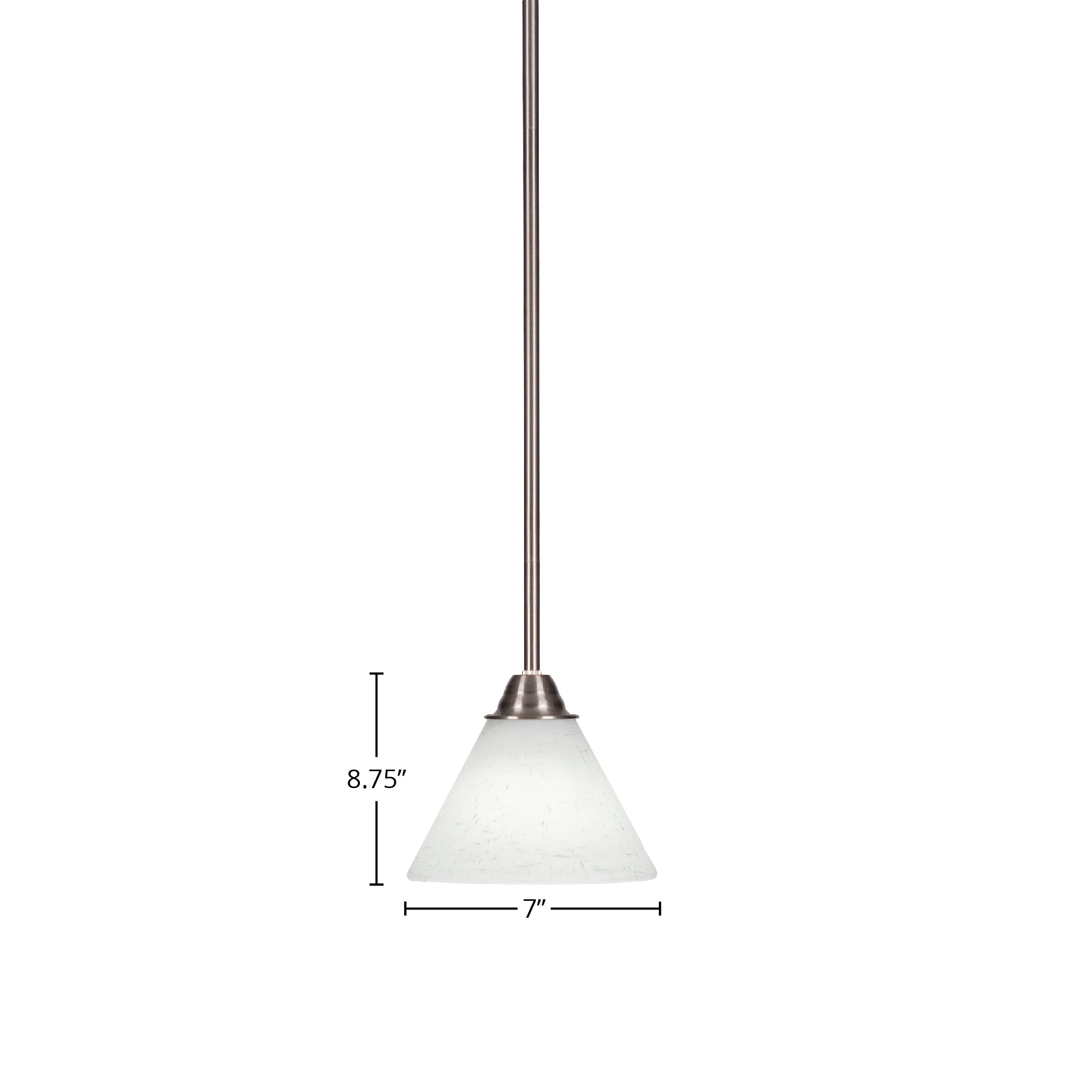 Paramount One Light Mini Pendant in Brushed Nickel with 7" White Muslin Shade