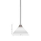Paramount One Light Mini Pendant in Brushed Nickel with 10" White Muslin Shade