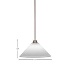 Paramount One Light Pendant in Brushed Nickel with 12" White Muslin Shade