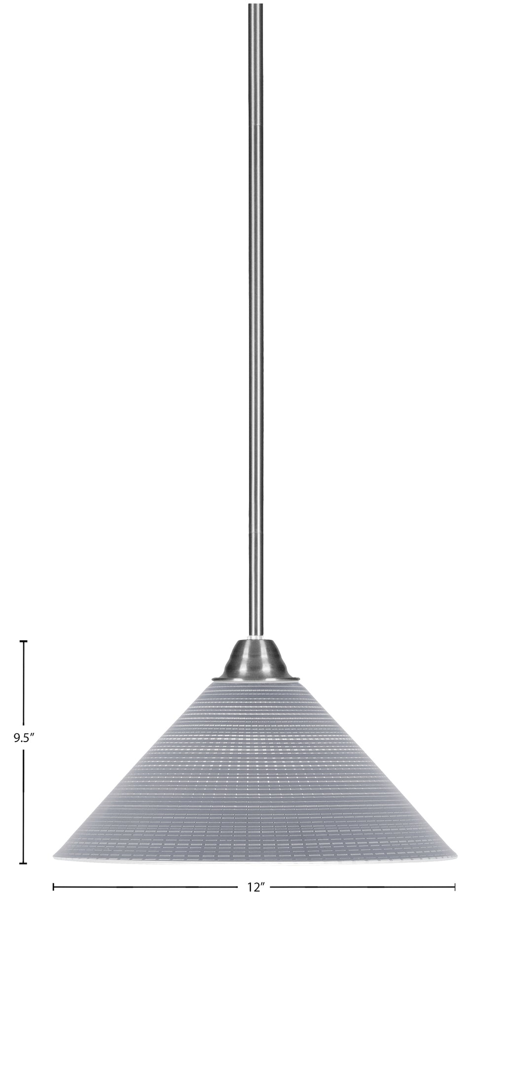 Paramount One Light Pendant in Brushed Nickel with 12" Gray Matrix Shade