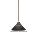 Paramount One Light Pendant in Brushed Nickel with 12" Black Matrix Shade