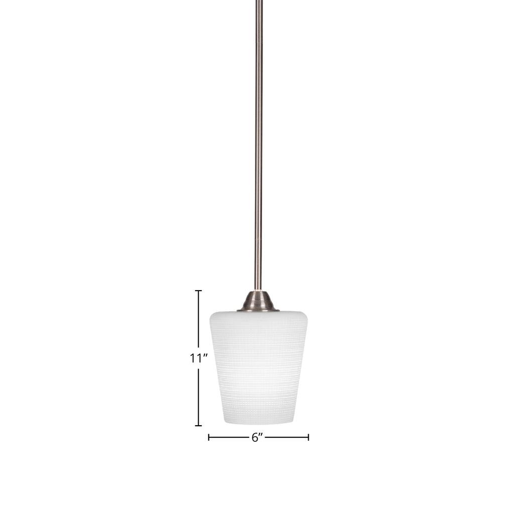 Paramount One Light Mini Pendant in Brushed Nickel with 6" White Matrix Shade