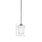 Paramount One Light Mini Pendant in Brushed Nickel with 6" White Matrix Shade