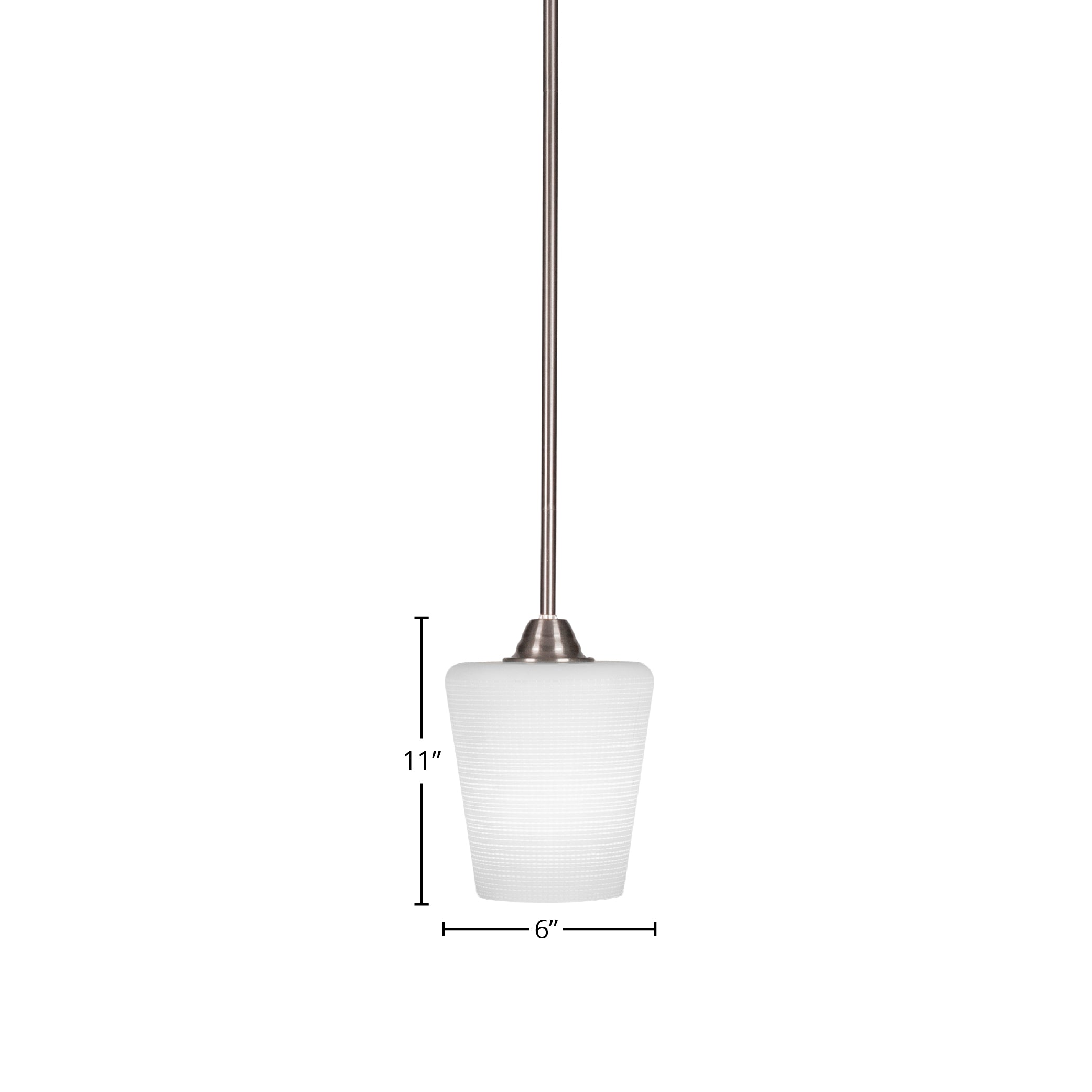 Paramount One Light Mini Pendant in Brushed Nickel with 6" White Matrix Shade