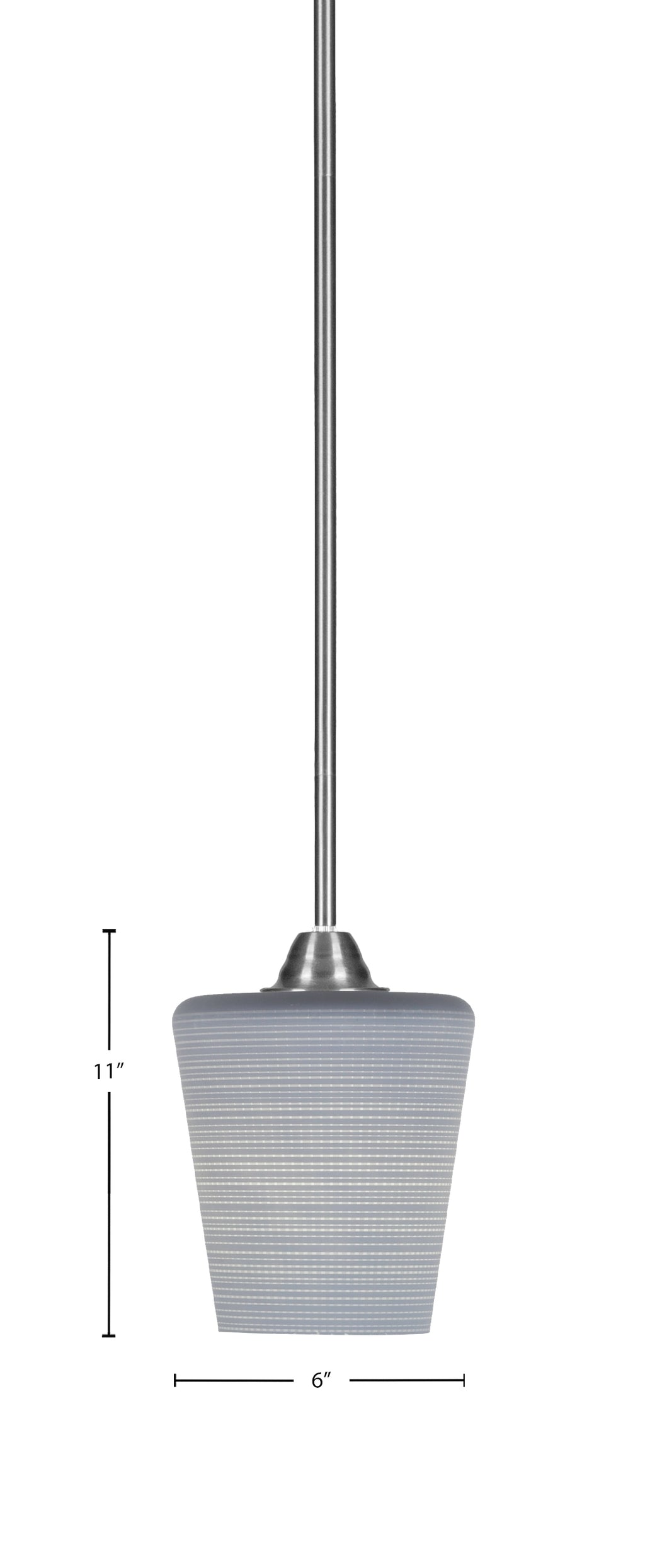 Paramount One Light Mini Pendant in Brushed Nickel with 6" Gray Matrix Shade