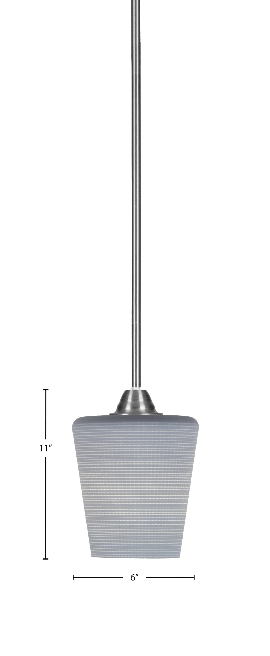Paramount One Light Mini Pendant in Brushed Nickel with 6" Gray Matrix Shade
