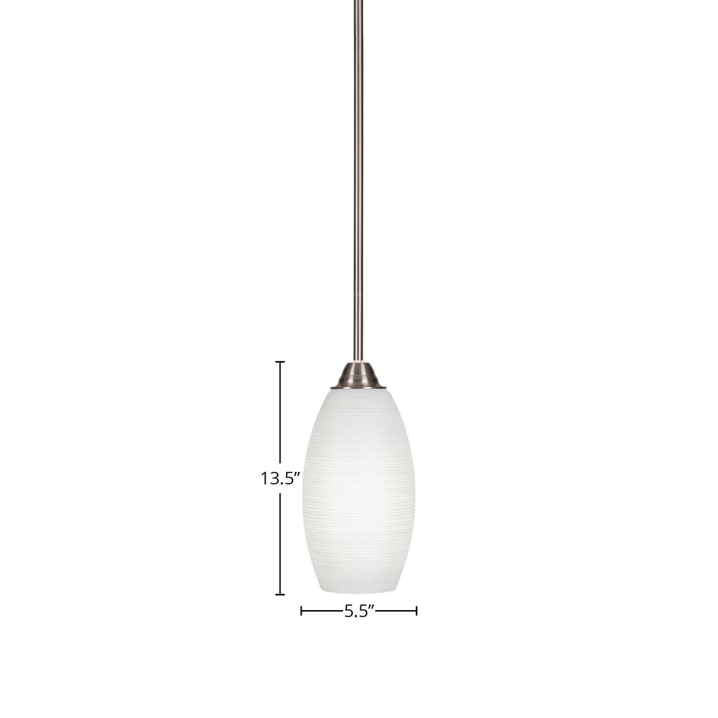 Paramount One Light Mini Pendant in Brushed Nickel with 5.5" White Matrix Shade