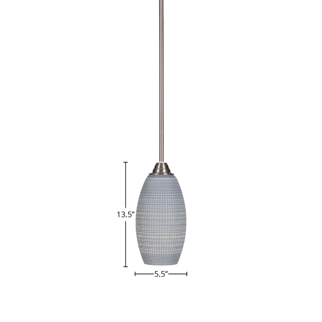 Paramount One Light Mini Pendant in Brushed Nickel with 5.5" Gray Matrix Shade