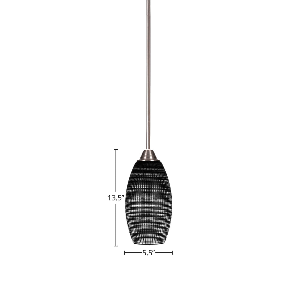 Paramount One Light Mini Pendant in Brushed Nickel with 5.5" Black Matrix Shade