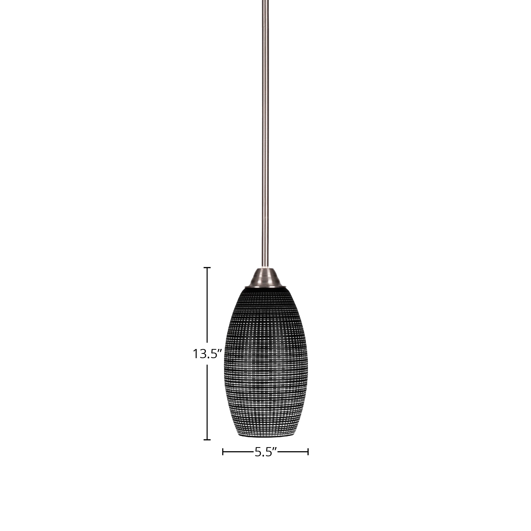 Paramount One Light Mini Pendant in Brushed Nickel with 5.5" Black Matrix Shade