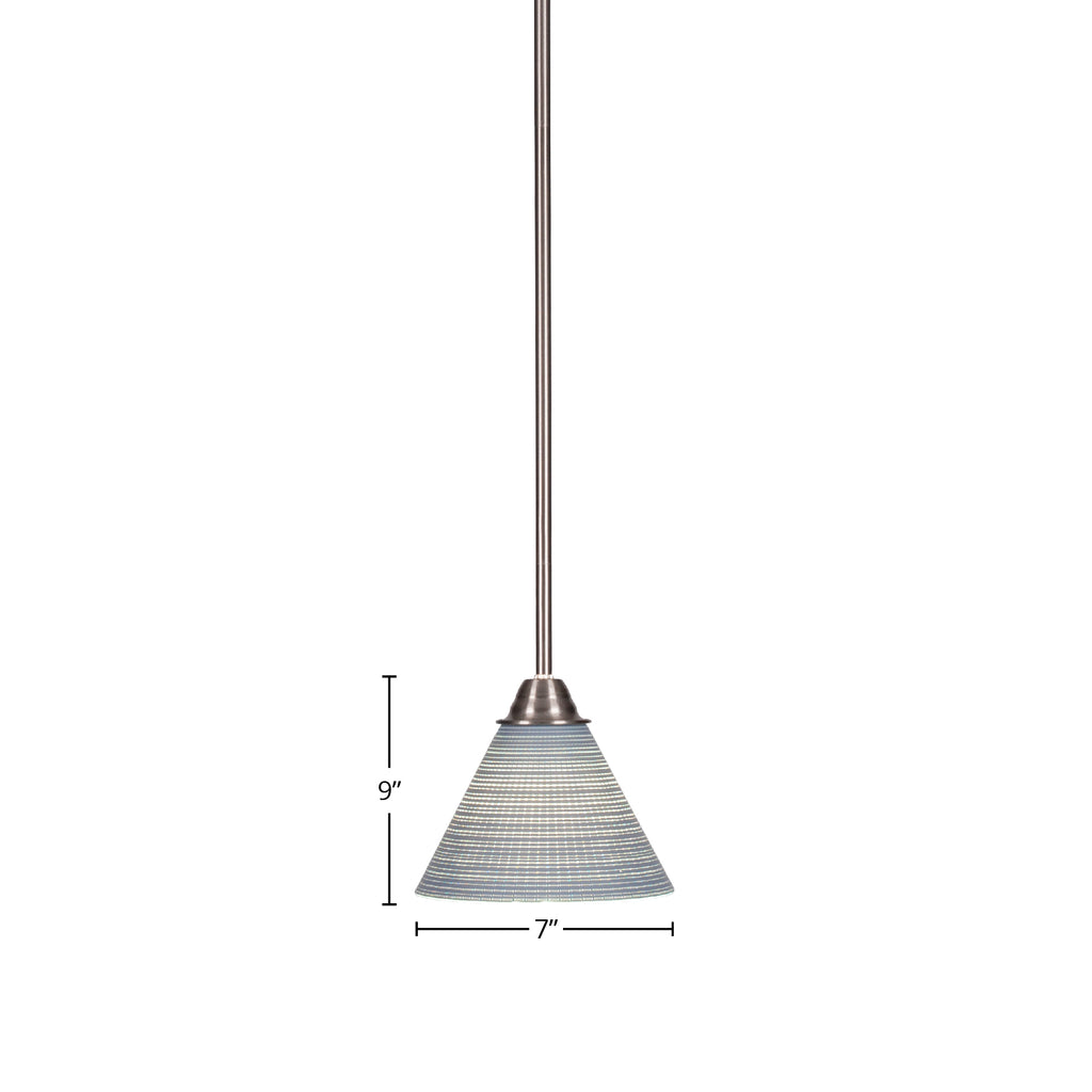Paramount One Light Mini Pendant in Brushed Nickel with 7" Gray Matrix Shade