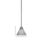 Paramount One Light Mini Pendant in Brushed Nickel with 7" Gray Matrix Shade