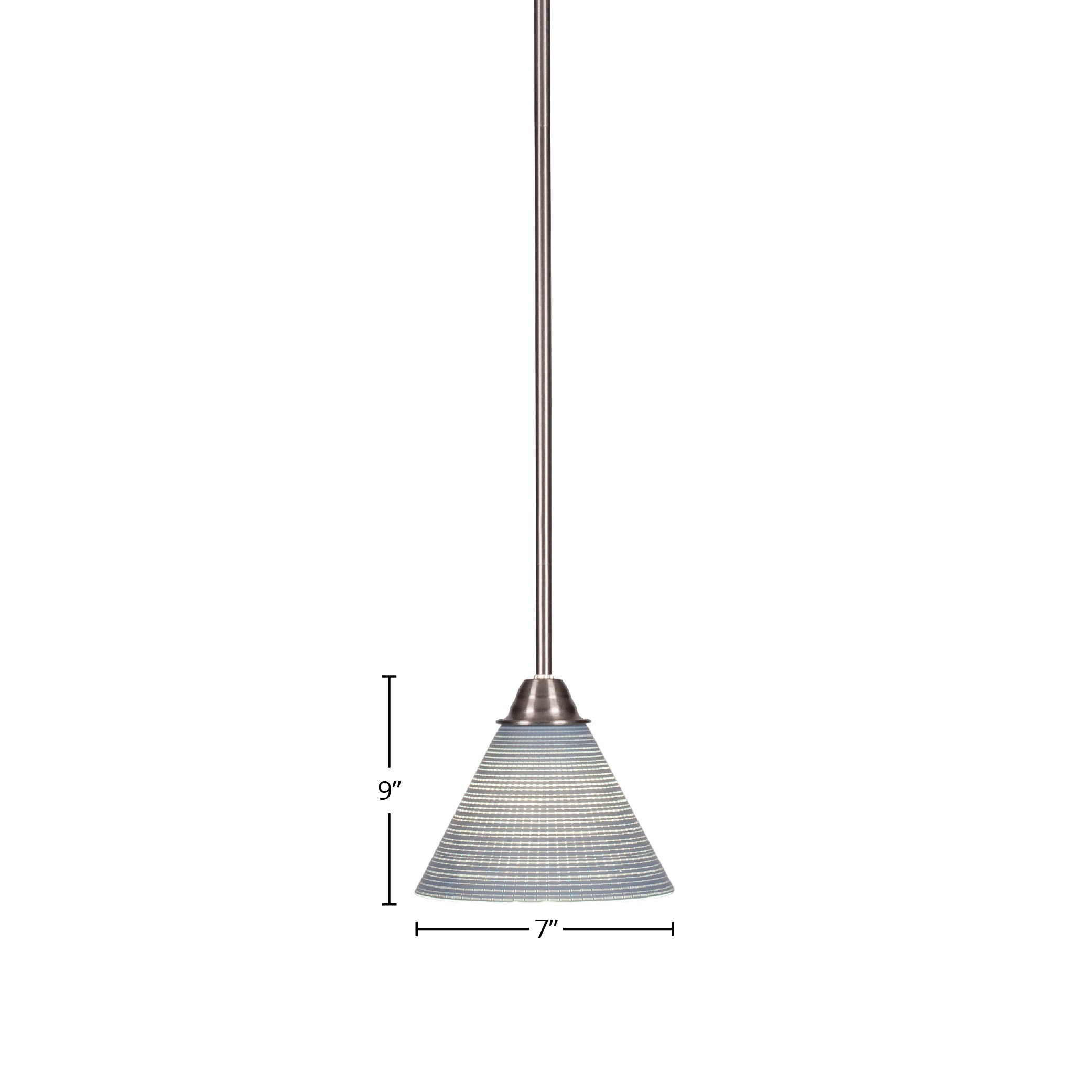 Paramount One Light Mini Pendant in Brushed Nickel with 7" Gray Matrix Shade