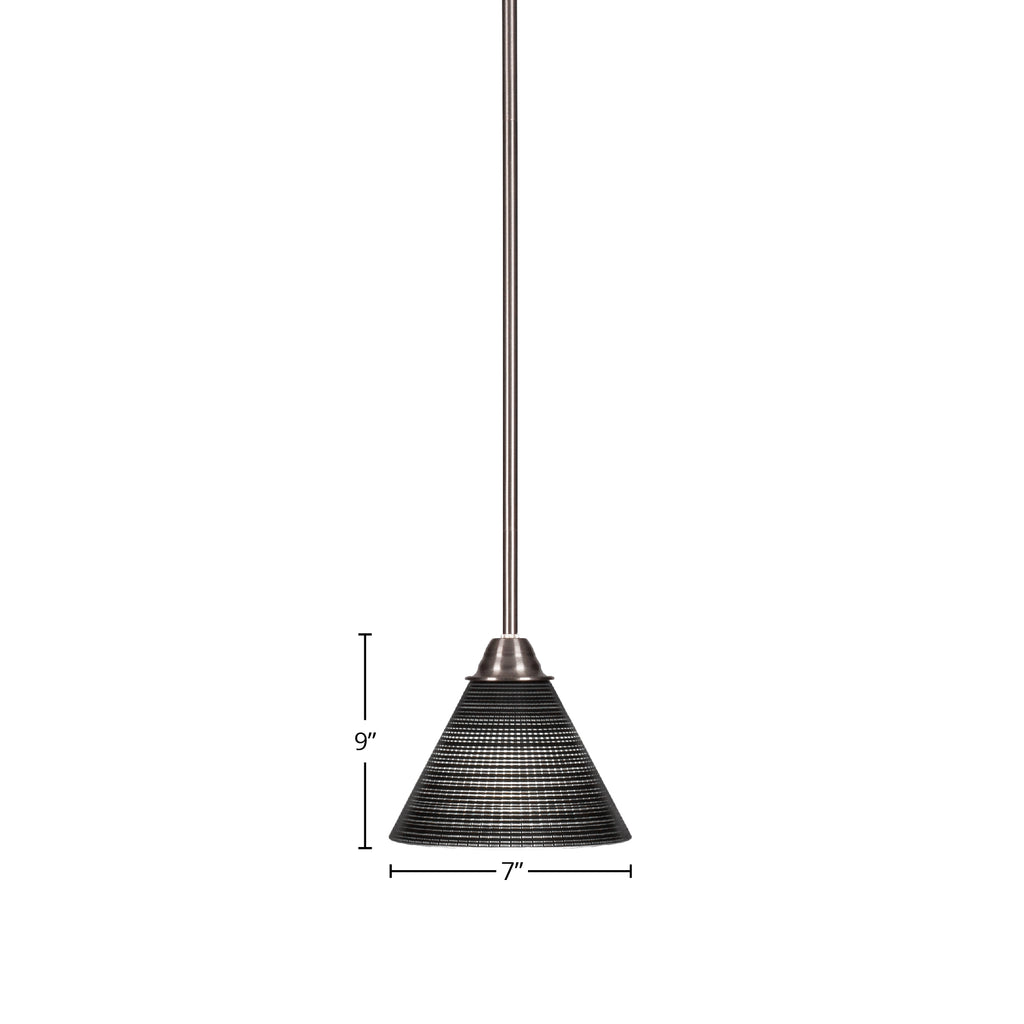 Paramount One Light Mini Pendant in Brushed Nickel with 7" Black Matrix Shade