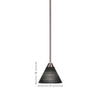 Paramount One Light Mini Pendant in Brushed Nickel with 7" Black Matrix Shade