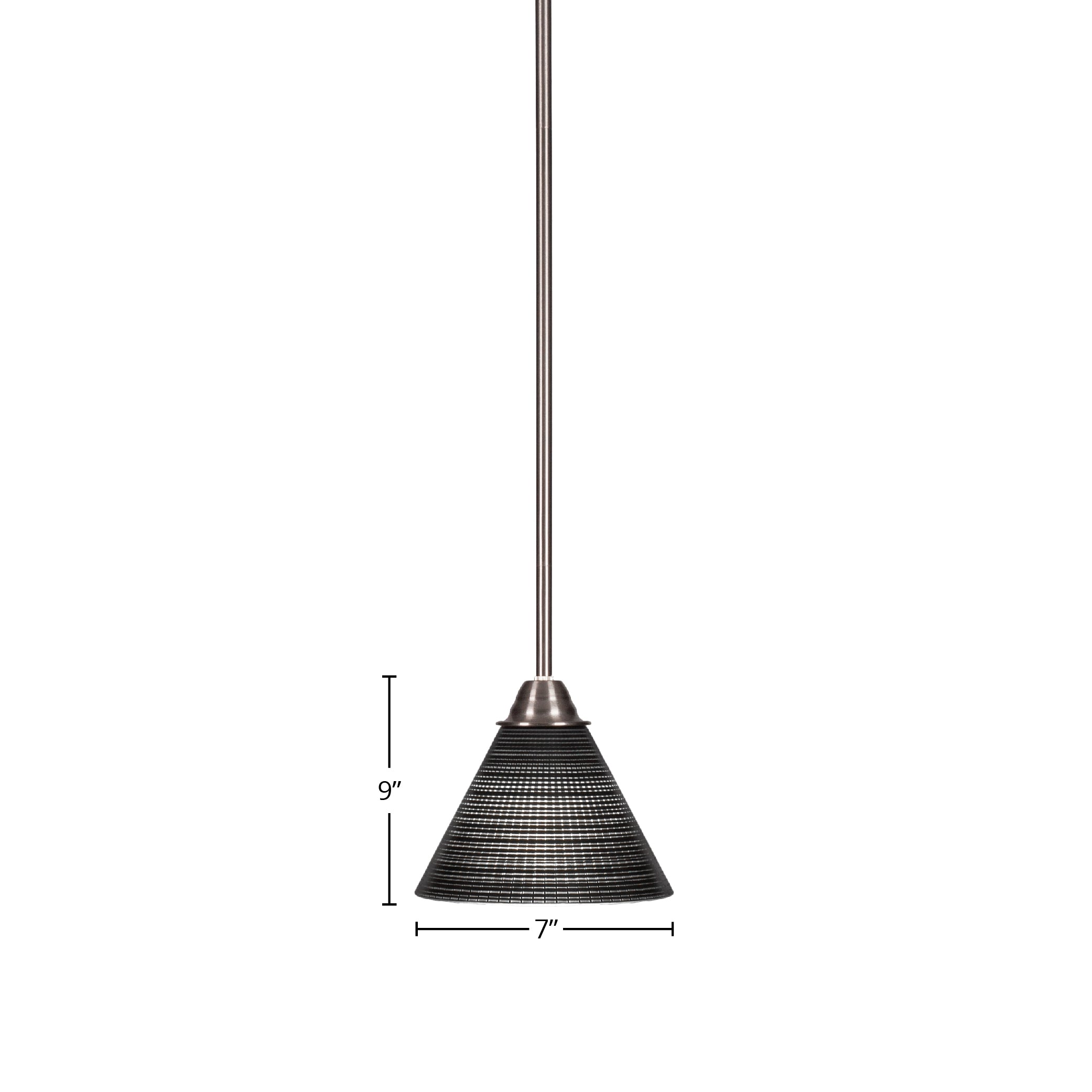 Paramount One Light Mini Pendant in Brushed Nickel with 7" Black Matrix Shade