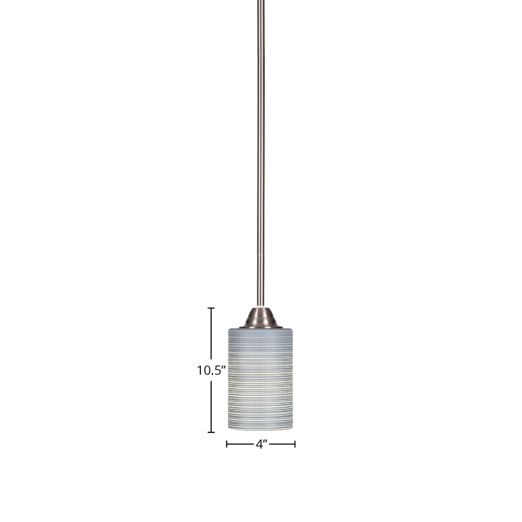 Paramount One Light Mini Pendant in Brushed Nickel with 4" Gray Matrix Shade
