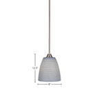 Paramount One Light Mini Pendant in Brushed Nickel with 8" Gray Matrix Shade