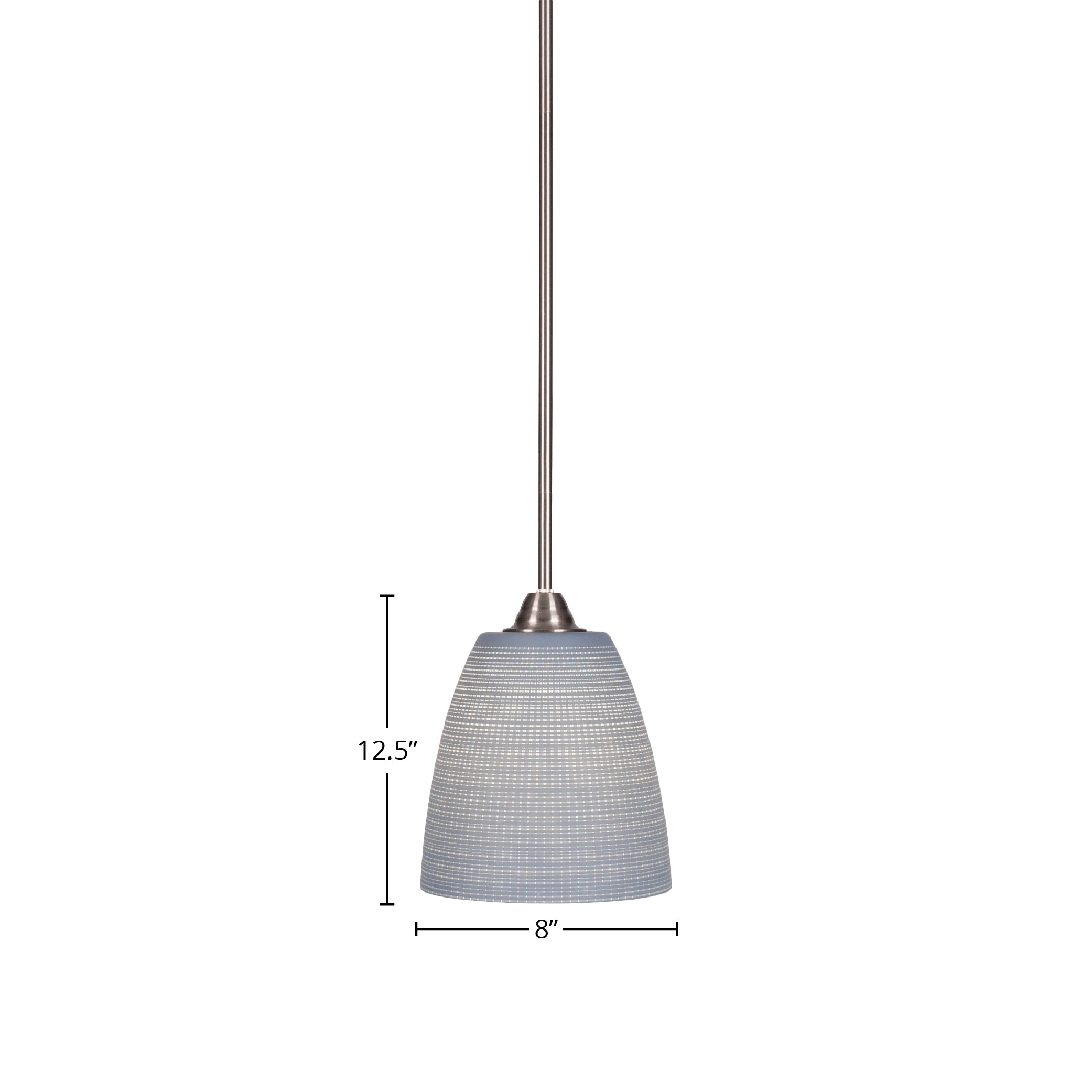 Paramount One Light Mini Pendant in Brushed Nickel with 8" Gray Matrix Shade