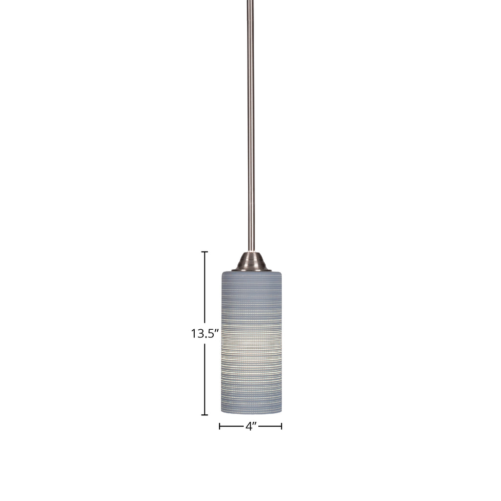 Paramount One Light Mini Pendant in Brushed Nickel with 4" Gray Matrix Shade