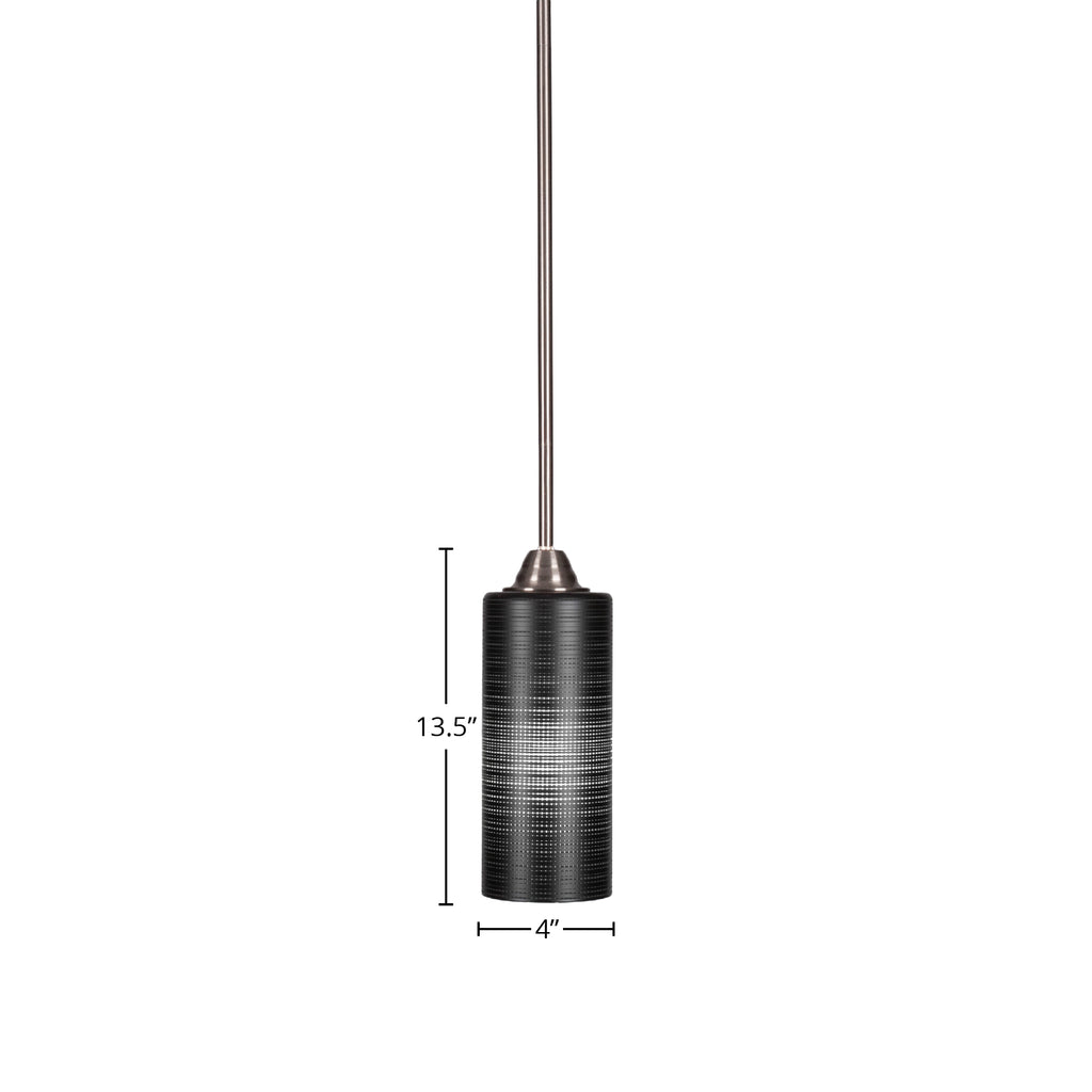 Paramount One Light Mini Pendant in Brushed Nickel with 4" Black Matrix Shade