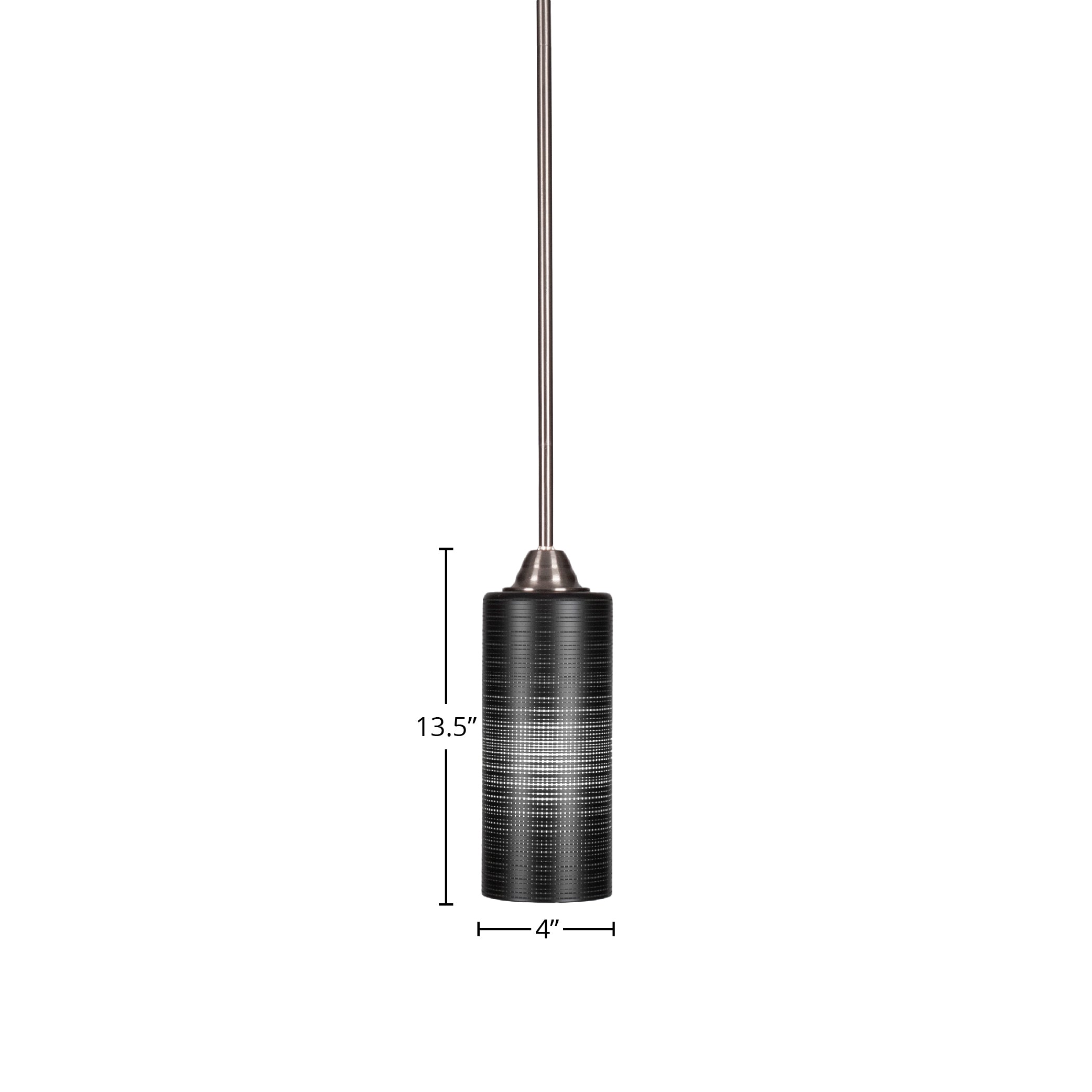 Paramount One Light Mini Pendant in Brushed Nickel with 4" Black Matrix Shade
