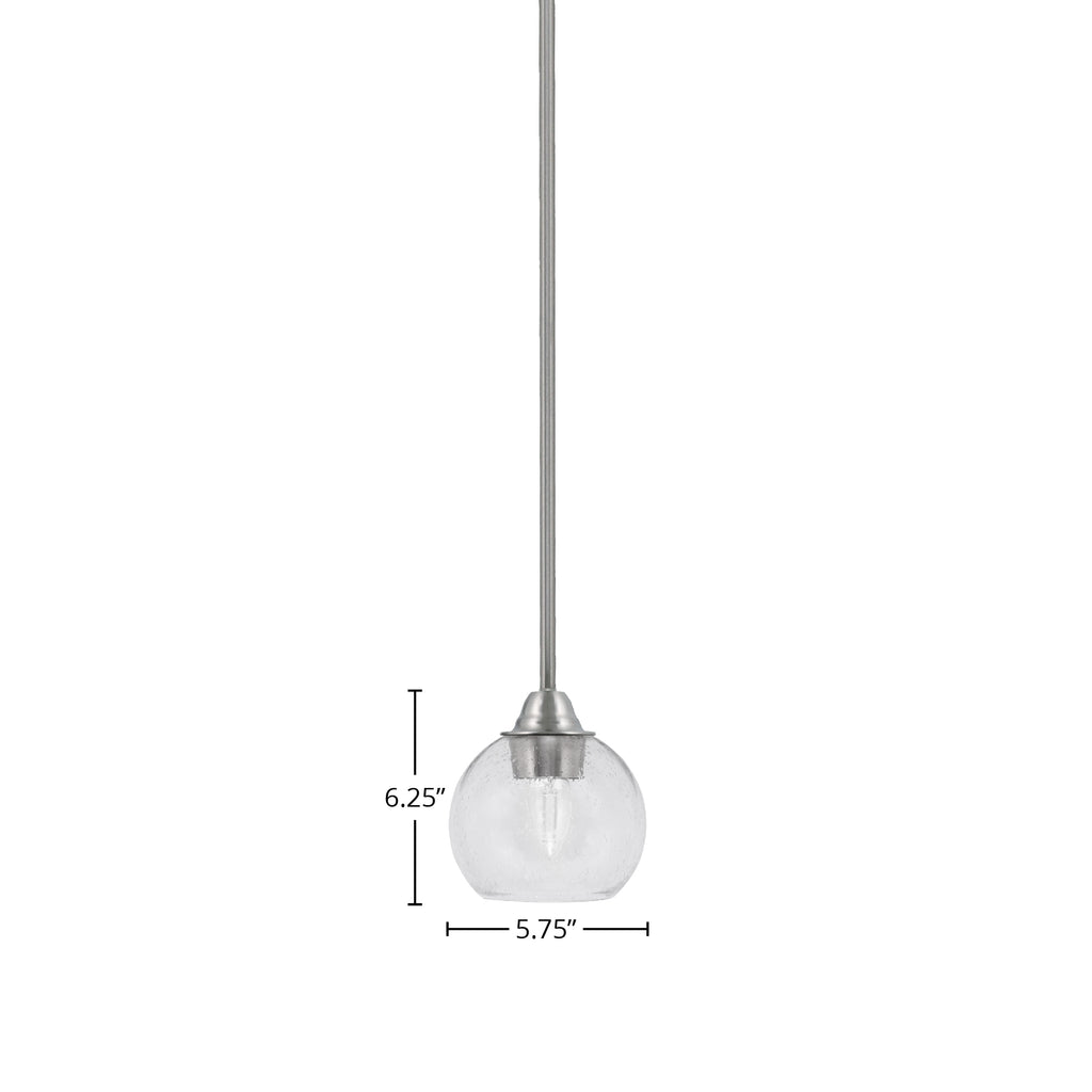 Paramount One Light Mini Pendant in Brushed Nickel with 5.75" Clear Bubble Shade