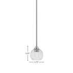 Paramount One Light Mini Pendant in Brushed Nickel with 5.75" Clear Bubble Shade