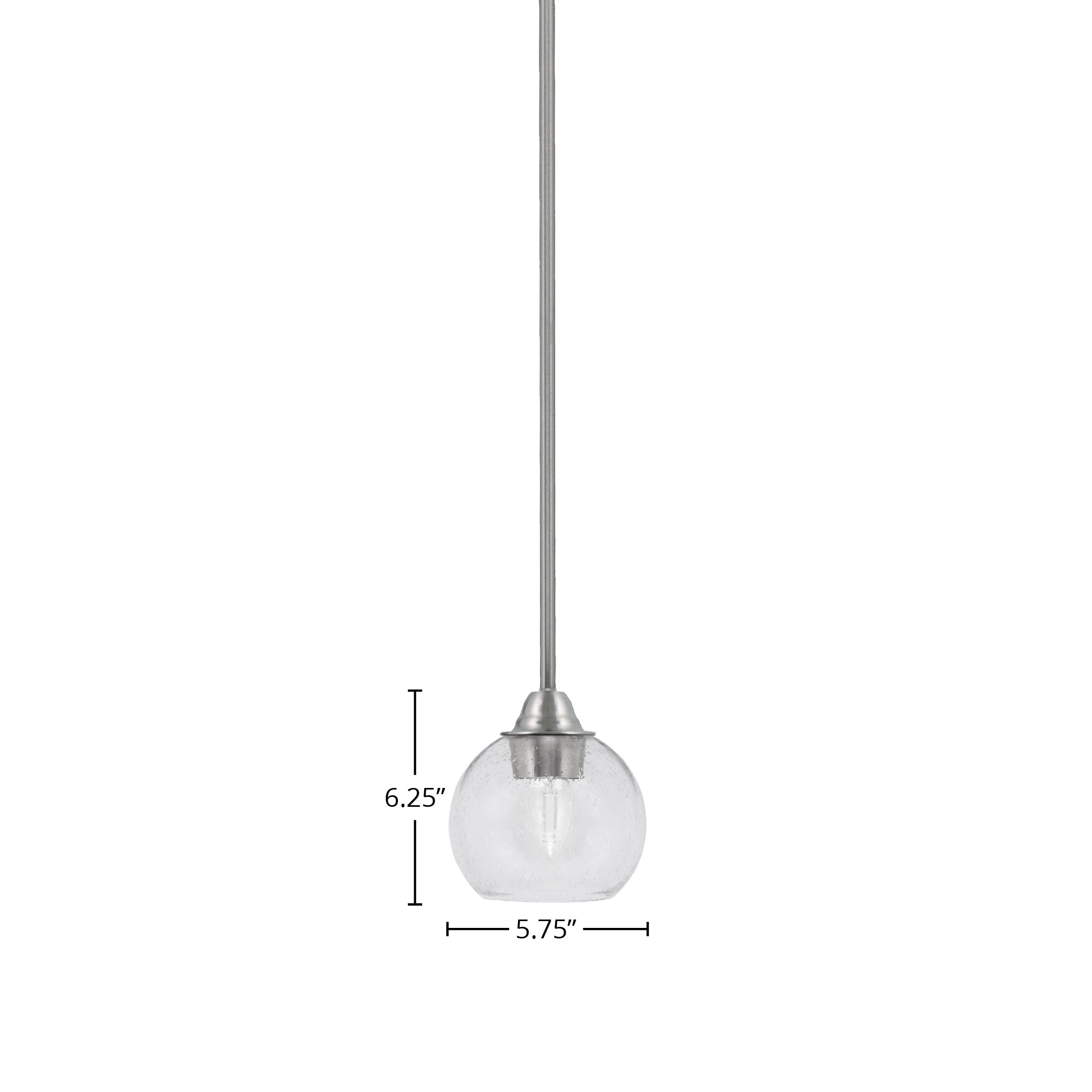 Paramount One Light Mini Pendant in Brushed Nickel with 5.75" Clear Bubble Shade