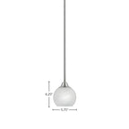 Paramount One Light Mini Pendant in Brushed Nickel with 5.75" White Marble Shade