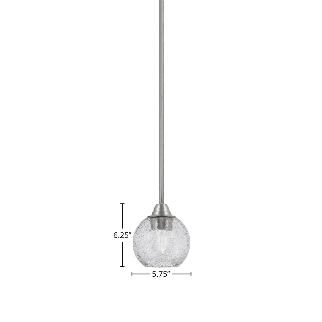 Paramount One Light Mini Pendant in Brushed Nickel with 5.75" Smoke Bubble Shade