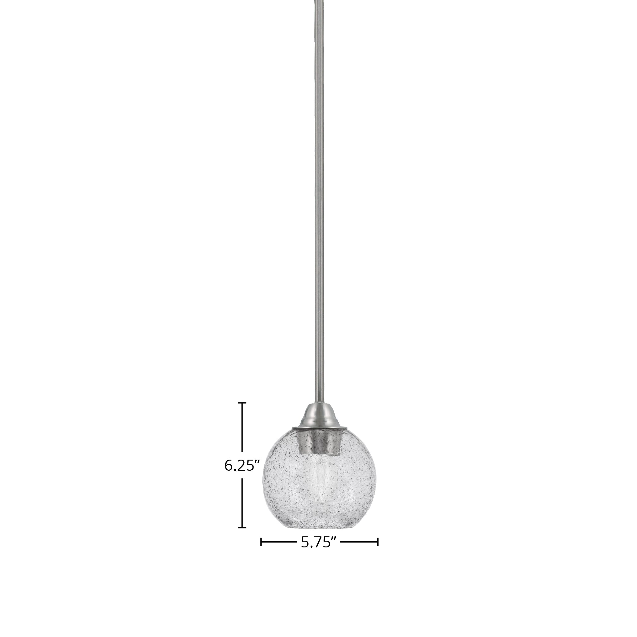 Paramount One Light Mini Pendant in Brushed Nickel with 5.75" Smoke Bubble Shade