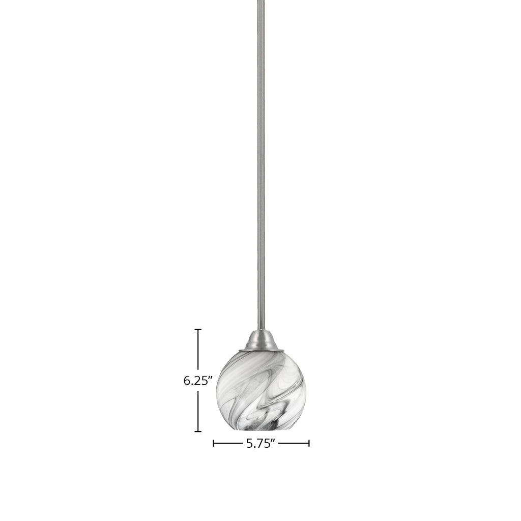 Paramount One Light Mini Pendant in Brushed Nickel with 5.75" Onyx Swirl Shade