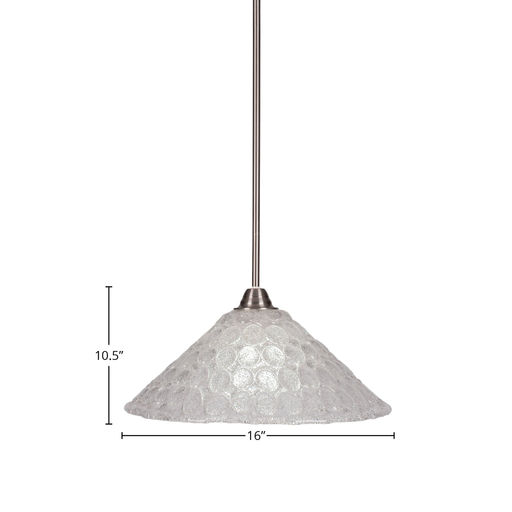 Paramount One Light Pendant in Brushed Nickel with 16" Italian Bubble Shade