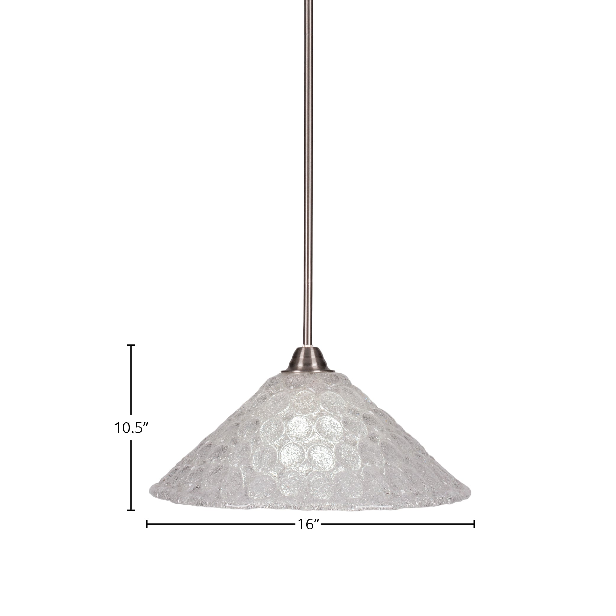 Paramount One Light Pendant in Brushed Nickel with 16" Italian Bubble Shade