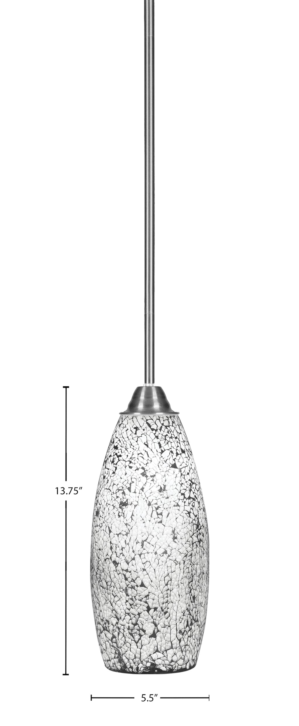 Paramount One Light Mini Pendant in Brushed Nickel with 5.5" Black Fusion Shade