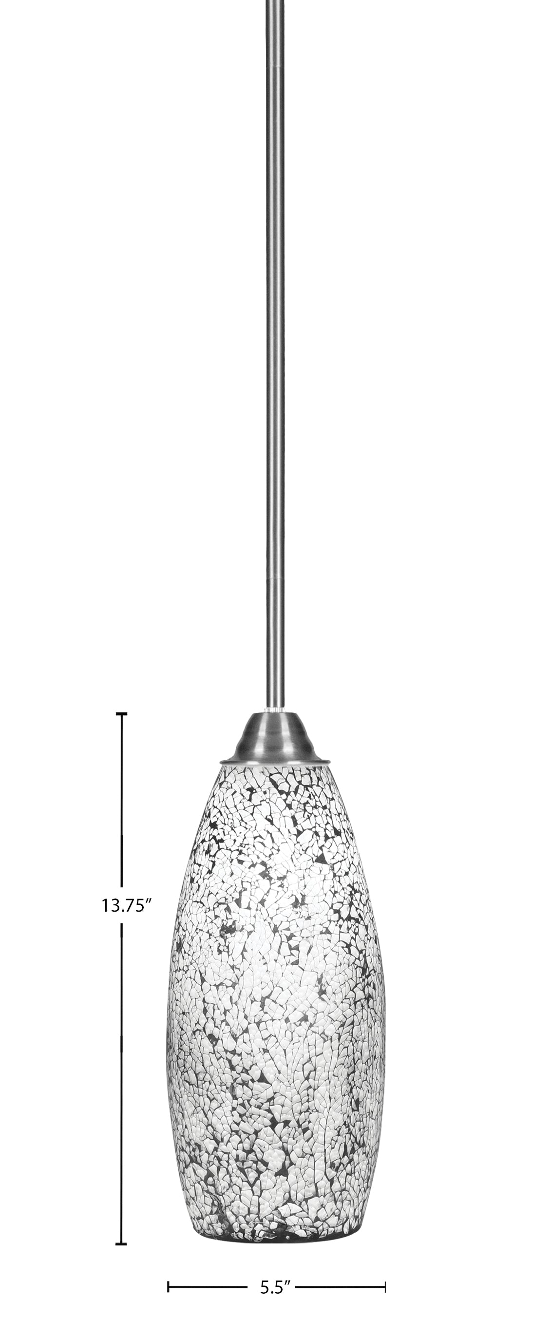 Paramount One Light Mini Pendant in Brushed Nickel with 5.5" Black Fusion Shade