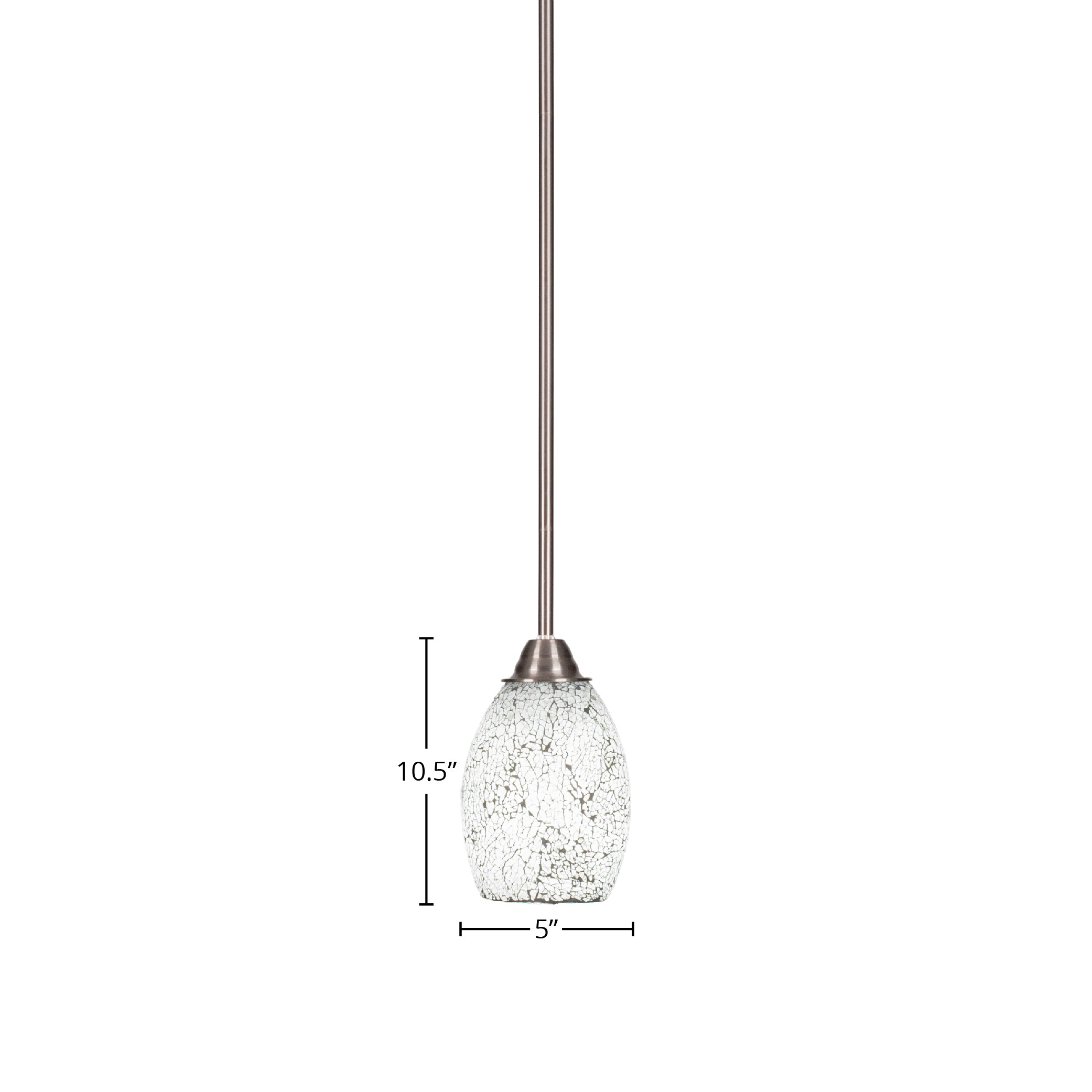 Paramount One Light Mini Pendant in Brushed Nickel with 5" Black Fusion Shade