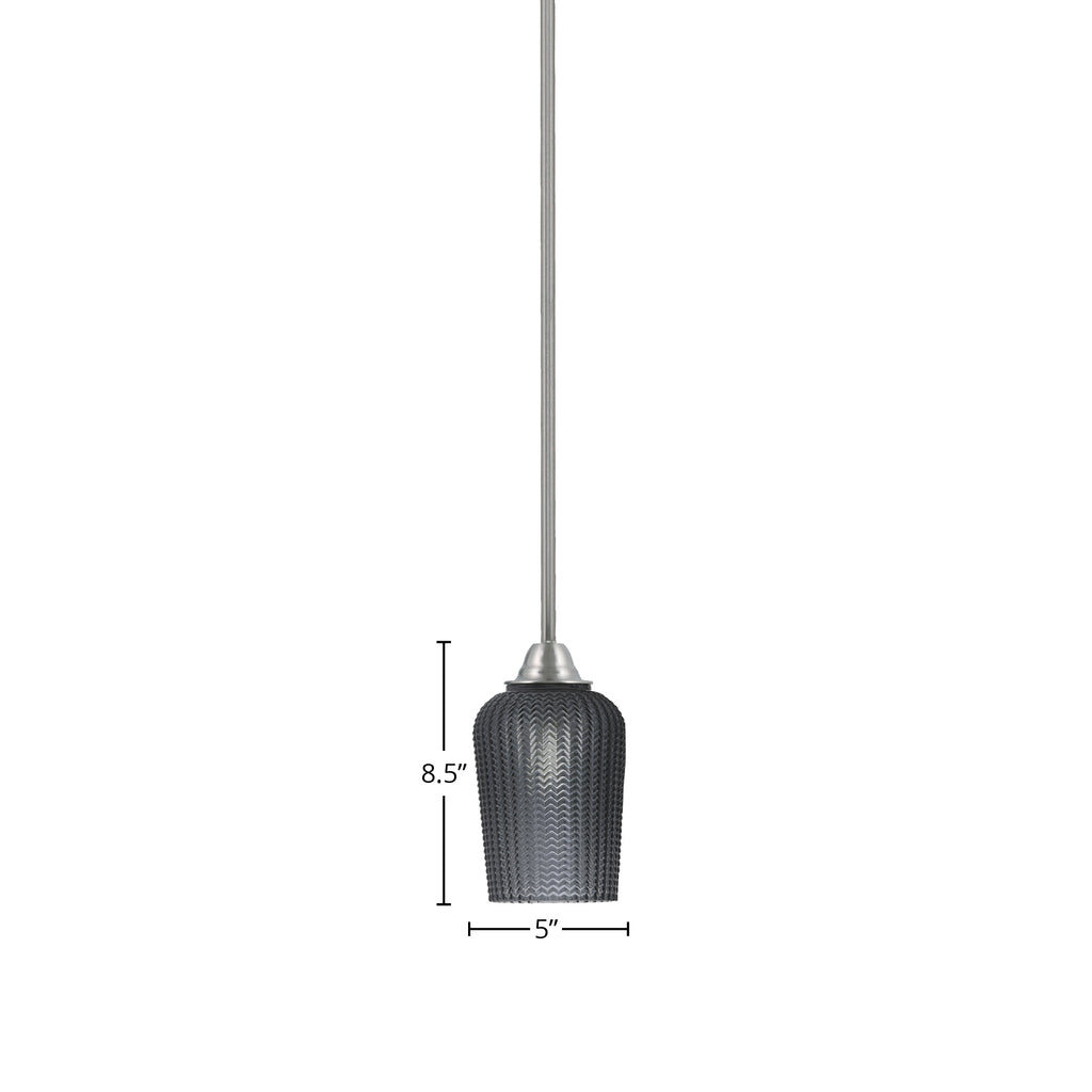Paramount One Light Mini Pendant in Brushed Nickel with 5" Smoke Textured Shade