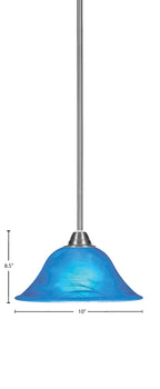 Paramount One Light Mini Pendant in Brushed Nickel with 10" Blue Italian Shade