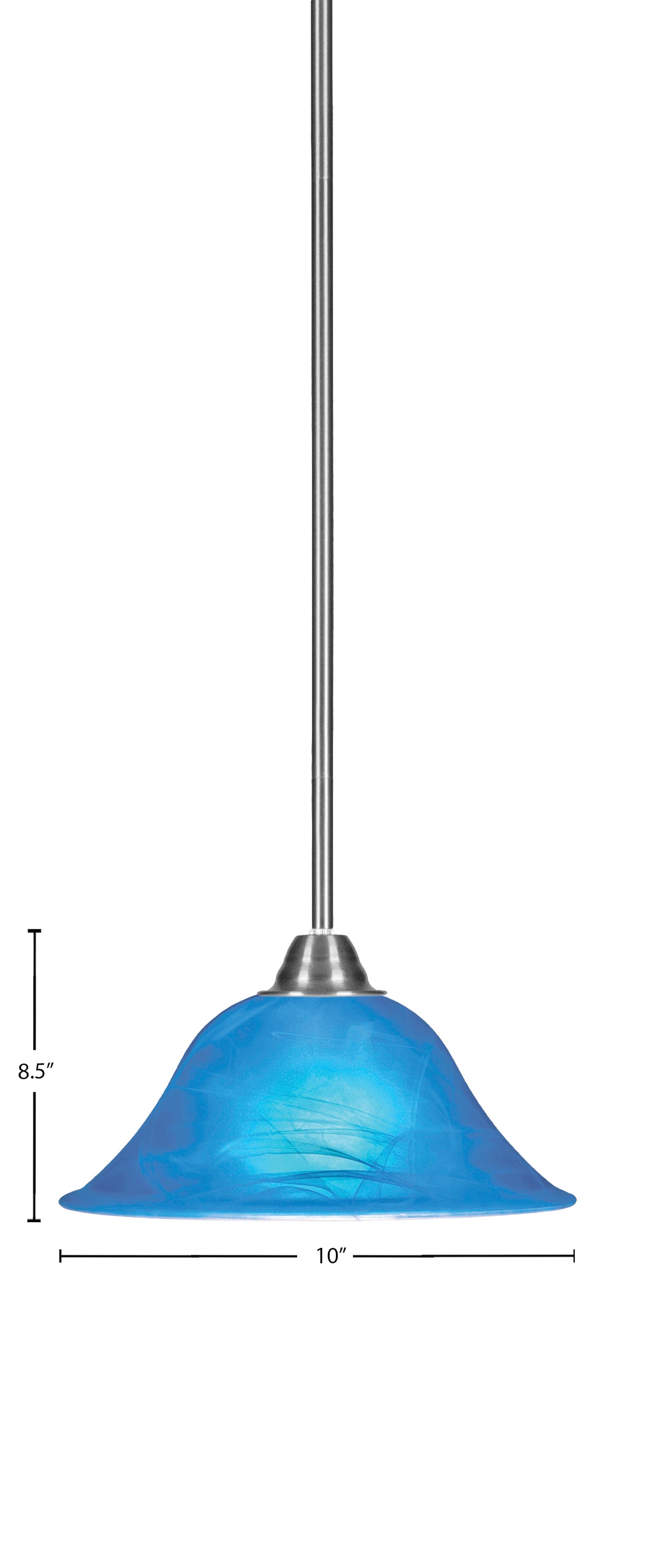 Paramount One Light Mini Pendant in Brushed Nickel with 10" Blue Italian Shade