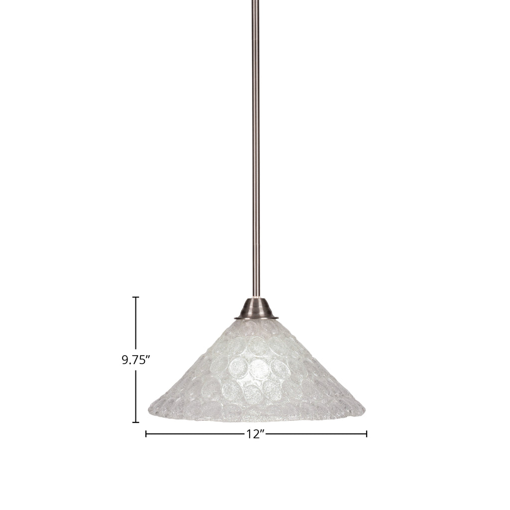 Paramount One Light Pendant in Brushed Nickel with 12" Italian Bubble Shade