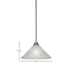 Paramount One Light Pendant in Brushed Nickel with 12" Italian Bubble Shade