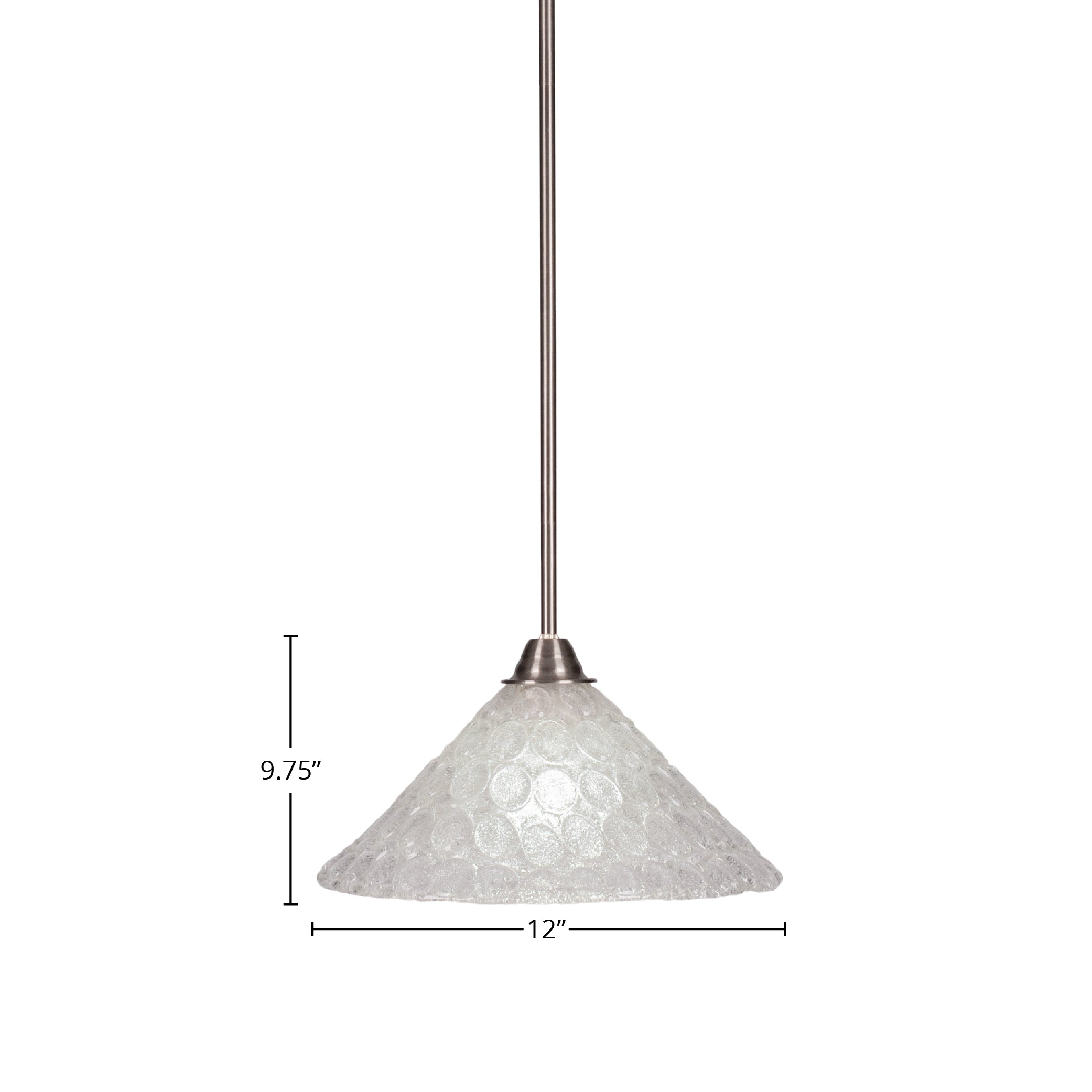Paramount One Light Pendant in Brushed Nickel with 12" Italian Bubble Shade
