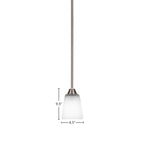 Paramount One Light Mini Pendant in Brushed Nickel with 4.5" Square White Muslin Shade