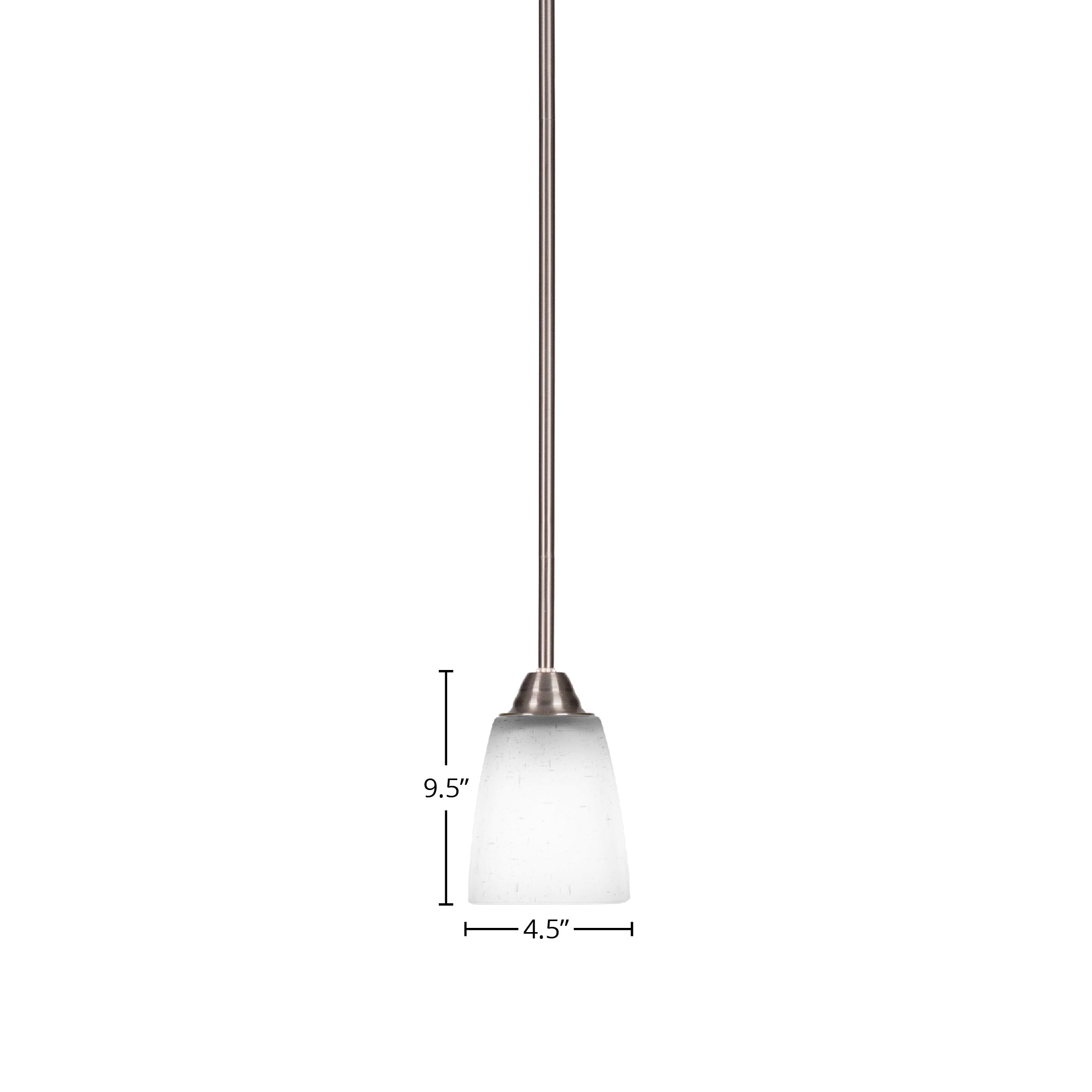 Paramount One Light Mini Pendant in Brushed Nickel with 4.5" Square White Muslin Shade