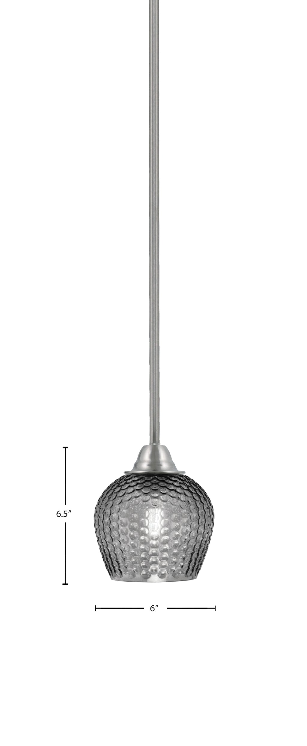 Paramount One Light Mini Pendant in Brushed Nickel with Smoke Textured Shade