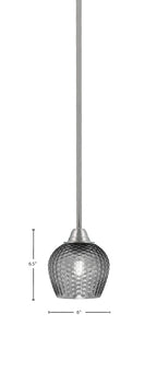 Paramount One Light Mini Pendant in Brushed Nickel with Smoke Textured Shade