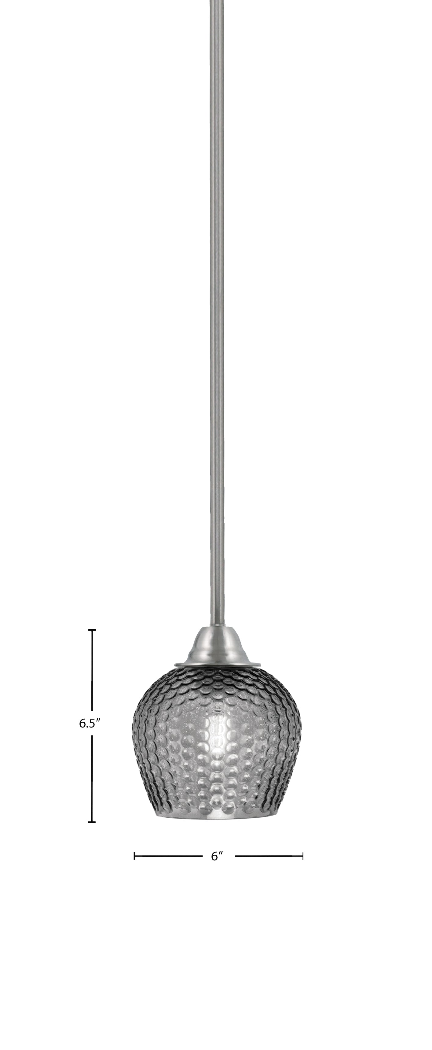 Paramount One Light Mini Pendant in Brushed Nickel with Smoke Textured Shade