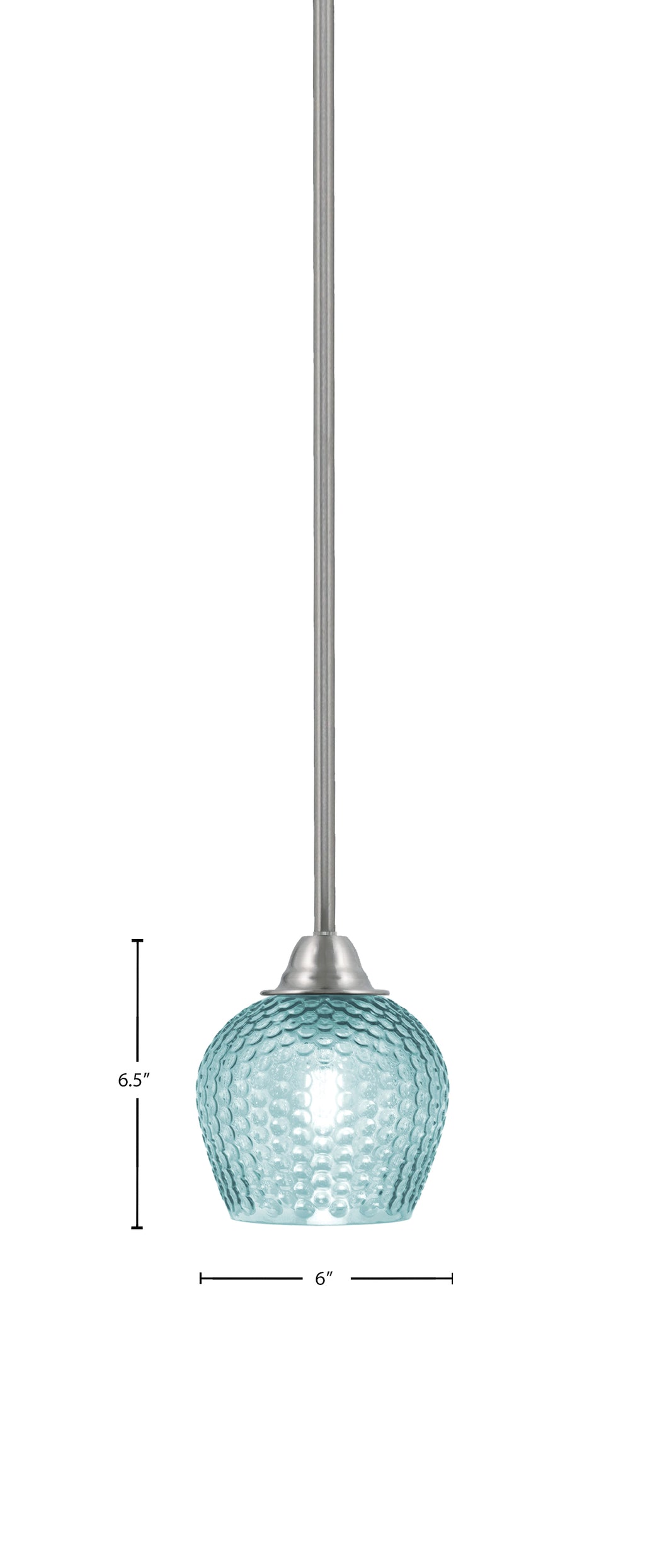 Paramount One Light Mini Pendant in Brushed Nickel with Turquoise Textured Shade